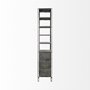 50210-AB - Sunnyvale 32L x 18W x 90H Dark Brown Solid Wood and Mirrored Glass Four Shelf Shelving Unit