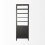 50210-AB - Sunnyvale 32L x 18W x 90H Dark Brown Solid Wood and Mirrored Glass Four Shelf Shelving Unit