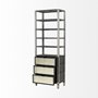 50210-AB - Sunnyvale 32L x 18W x 90H Dark Brown Solid Wood and Mirrored Glass Four Shelf Shelving Unit
