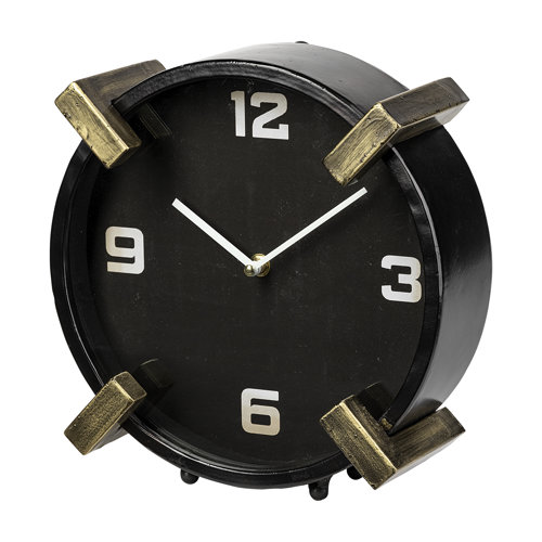 68732 - Agar Black Metal Round Table Clock