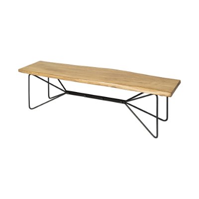 68754-AB - Papillion III 66L x 16W Blonde Wood And Iron Dining Bench 