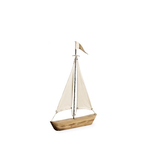 68691 - Tartane Small 17L x 2W Brown/Cream Nautical Inspired Sailboat