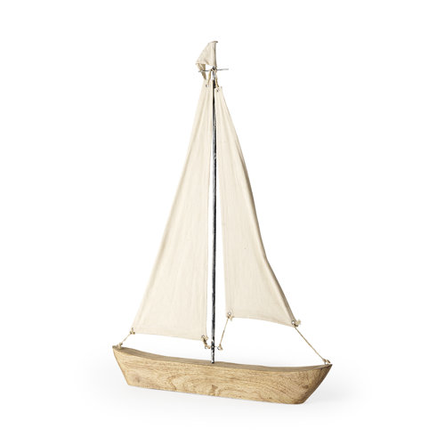 68692 - Tartane Large 22L x 2W Brown/Cream Nautical Inspired Sailboat