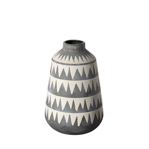 68780 - Delaney Large Gray Patterned Ceramic Vase 