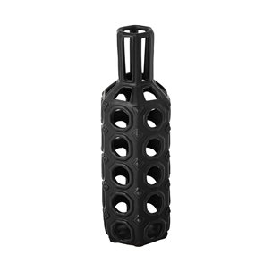 Brunel Large Black Drum-Shaped Ceramic Vase 