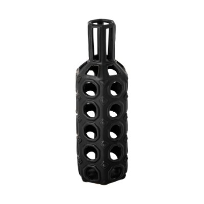 68785 - Brunel Large Black Drum-Shaped Ceramic Vase 