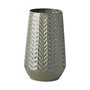 68818 - Gemma III Metal Glossy Green/Gray Chevron Vase