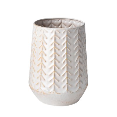 68819 - Gemma II Metal Glossy White Chevron Vase
