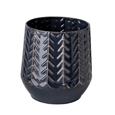 68820 - Gemma I Metal Glossy Dark Blue Chevron Vase