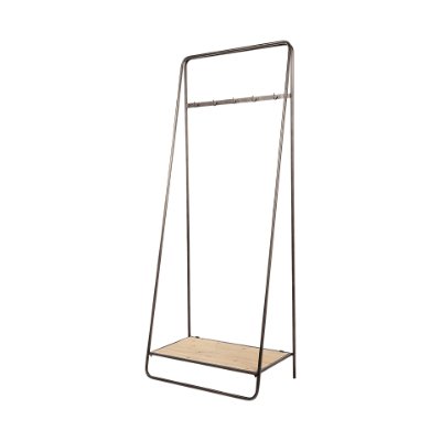 68821 - Carell 31L x 18W Black Metal And Wood Shelf Hall Tree 