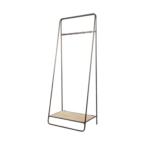 68821 - Carell 31L x 18W Black Metal And Wood Shelf Hall Tree 