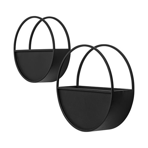 68822 - Hank Set of 2 Black Metal Hanging Wall Planters