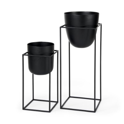 68828 - Bumble (Set of 2) 12L x 12W x 32H Black Plant Stands