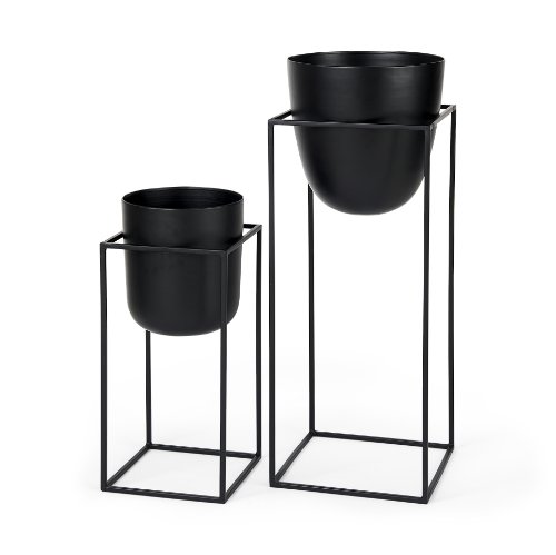 68828 - Bumble (Set of 2) 12L x 12W x 32H Black Plant Stands