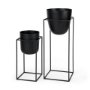 68828 - Bumble (Set of 2) 12L x 12W x 32H Black Plant Stands