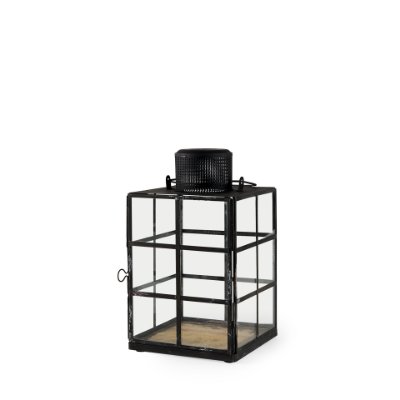 68831 - Gamfield  6.1L x 6.1W x 10.6H Small Black Metal and Glass Lantern