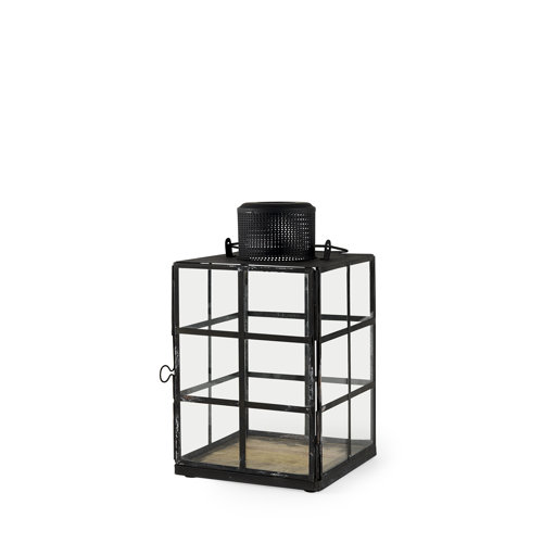 68831 - Gamfield  6.1L x 6.1W x 10.6H Small Black Metal and Glass Lantern