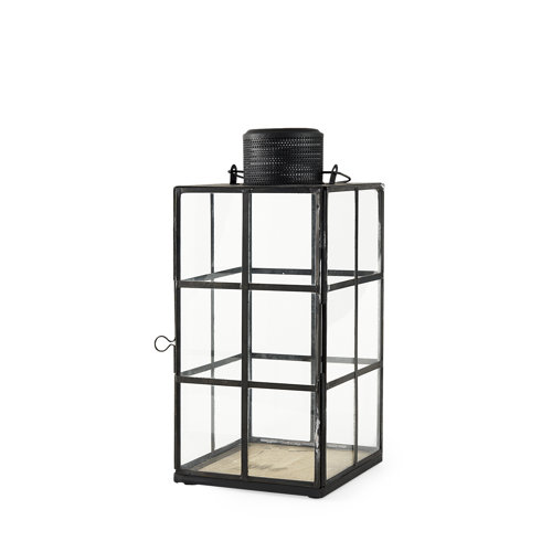 68832 - Gamfield 6.1L x 6.1W x 13.4H Medium Black Metal and Glass Lantern