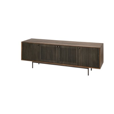 68845 - Grace I Two-Toned Brown Solid Wood TV Stand Media Console with Slated Doors, TV up to 82"