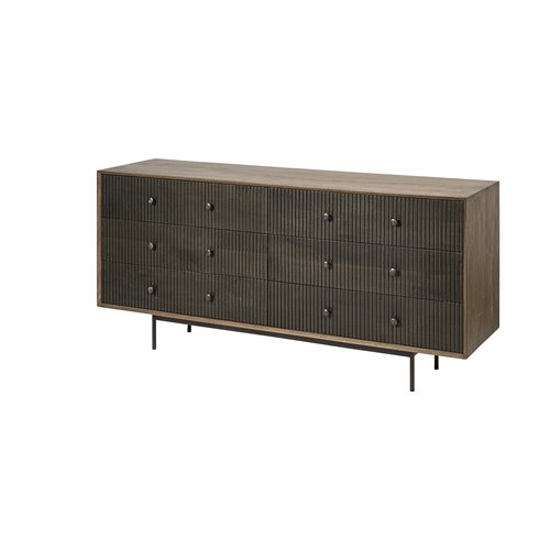 68846 - Grace 70Wx18.5Lx31.25H Two-Tone Brown Solid Wood 6 Drawer Sideboard