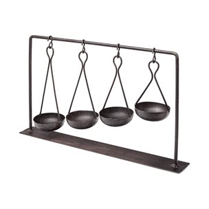 Enos 19L x 3W Black Metal 4 Bowl Ancient Spice Market Decorative Display