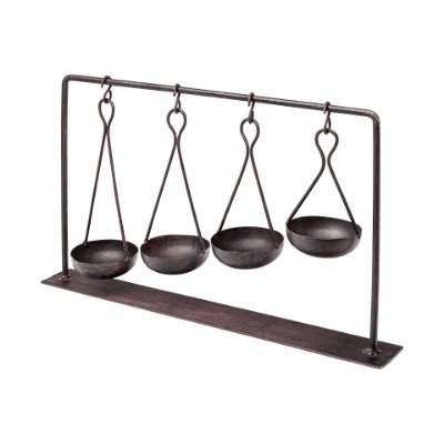 68857 - Enos 19L x 3W Black Metal 4 Bowl Ancient Spice Market Decorative Display