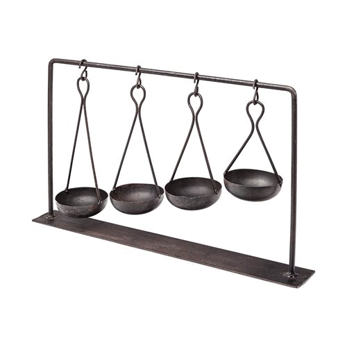68857 - Enos 19L x 3W Black Metal 4 Bowl Ancient Spice Market Decorative Display