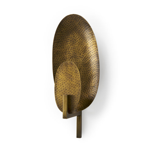 68776 - Clarence 7.0L x 5.3W x 17.0H Metal Hammered Gold Round Wall Sconce