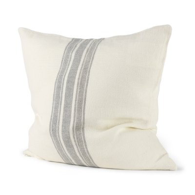 68871 - Patrice 22x22 Cream With Gray Stripes Pillow Cover