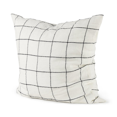 68875 - Suzanne 22 x 22 White/Black Square Pattern Pillow Cover 