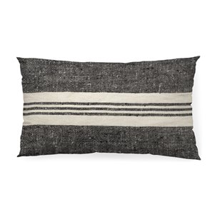Sharon 14x26 Black With Stripes Decorative Pillow Cover 