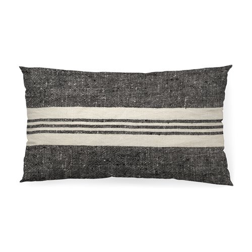 68879 - Sharon 14x26 Black With Stripes Decorative Pillow Cover 