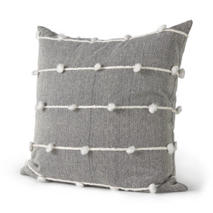 Linda 20x20 Navy And Cream With White Detail Pillow Cover 