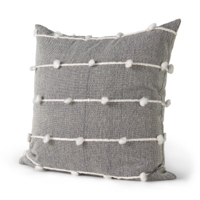 68881 - Linda 20x20 Navy And Cream With White Detail Pillow Cover 