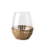 68938 - Reena I Small Gold Woven Metal Base Table Candle Holder 