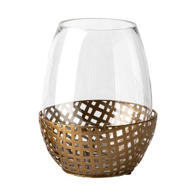68940 - Reena II Large Gold Woven Metal Base Table Candle Holder 
