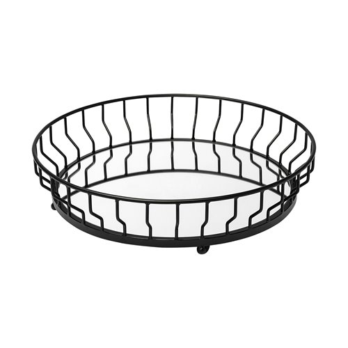 68943 - Helena 20L x 20W Black Metal Mirrored Bottom Round Serving Tray