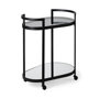 68945 - Eleonore Black Metal Frame Two-Tier w/Glass Shelves Bar Cart