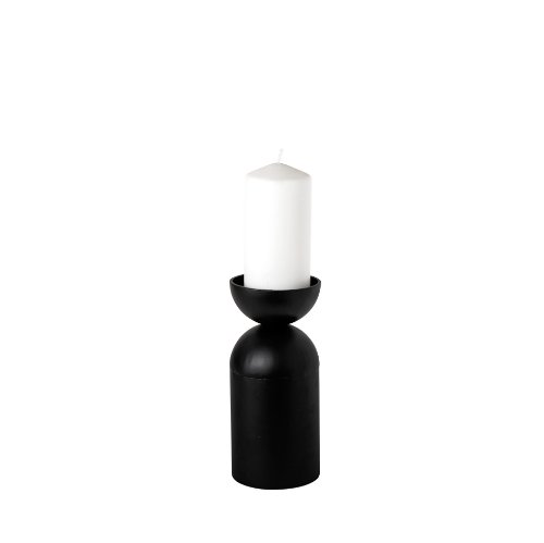 68946 - Alex Small Black Metal Cylindrical Table Candle Holder 