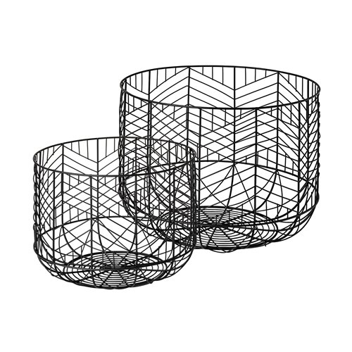 68949 - Idris Set of 2 Black Metal Geometric Mesh Bowls