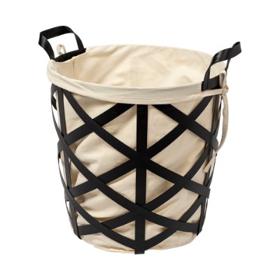 68950 - Liya 18L x 15W Black Metal Basket with Cream Fabric Liner