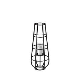 Bella Small Black Metal Cylindrical Cage Candle Holder Lantern 