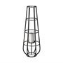 68980 - Bella Large Black Metal Cylindrical Cage Candle Holder Lantern 