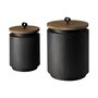 68982 - Cyril (Set of 2) Gray Metal W/ Brown Wood Lids Jars