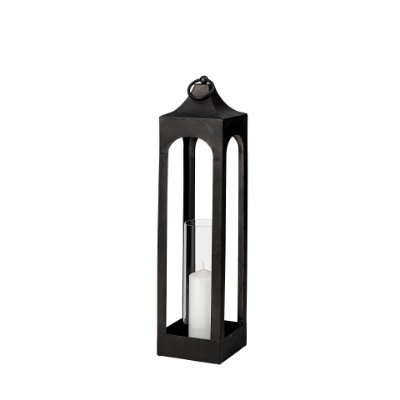 68990 - Ina Tall Charcoal Metal Candle Holder Lantern 