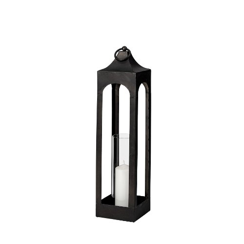68990 - Ina Tall Charcoal Metal Candle Holder Lantern 