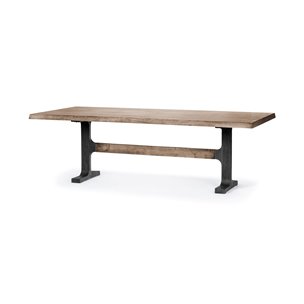 Araxi 95"L x 41"W Rectangular Trestle Dining Table | Modern | Brown Wood & Black Metal | Seats 4