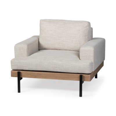 68755 - Colburne I Beige Fabric W/ Wood and Iron Frame Accent Chair 