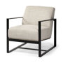 68760 - Stamford Light Beige Upholstered Seat w/ Wood Back, Metal Frame Accent Chair 