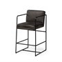 68763 - Stamford 36" Total Height Black Leather Seat w/ Wood Back, Metal Frame Counter Stool
